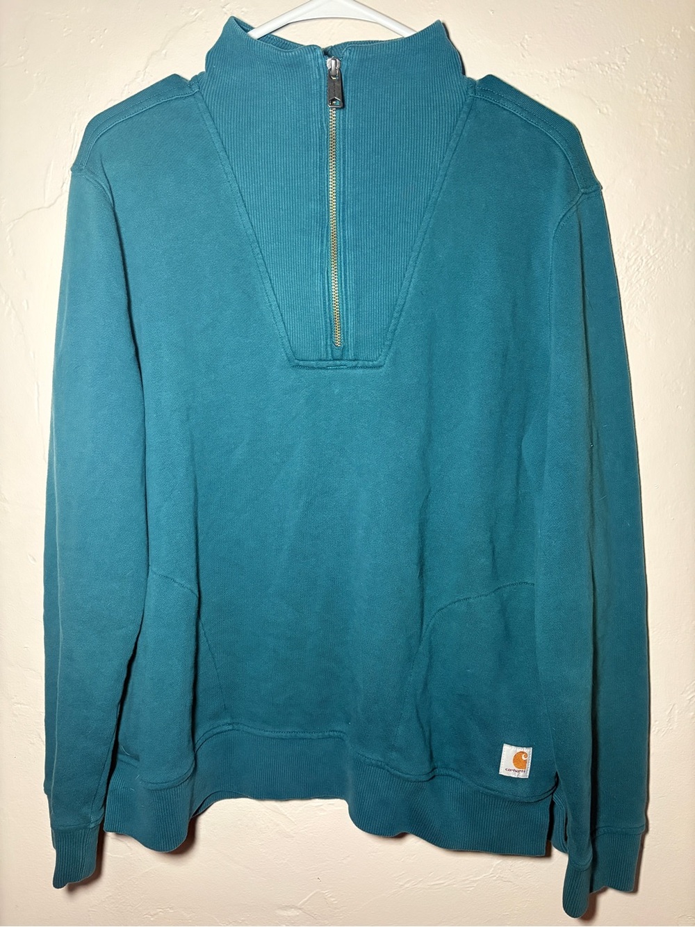 Carhartt Women's TENCEL Fiber Series Relaxed Fit Half Zip Sweatshirt Sz L Teal